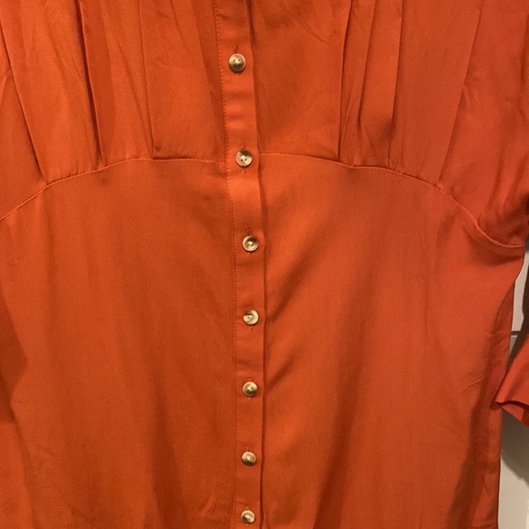 Loft dress rust color long sleeve button front - Picture 4 of 9